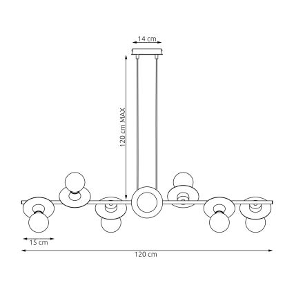 Пендел TOKEN 8xE27/15W/230V черен