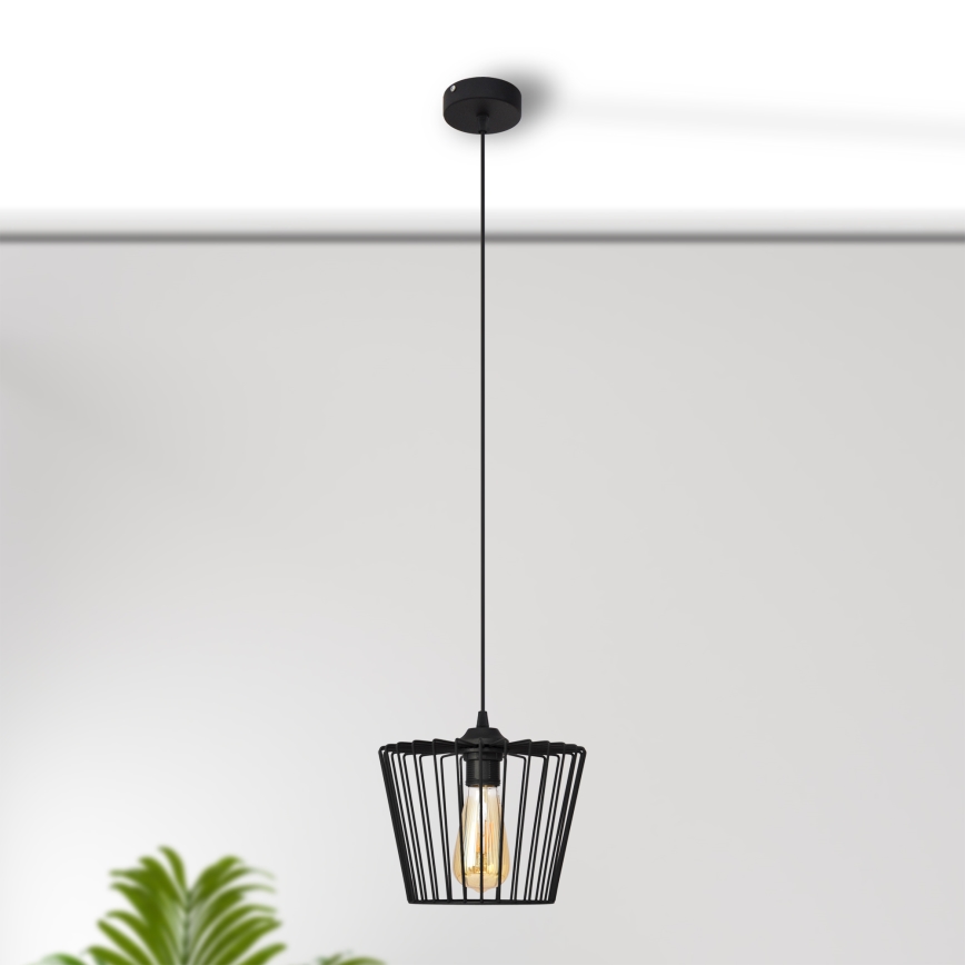 Пендел TORRI 1xE27/15W/230V Ø 23 см черен