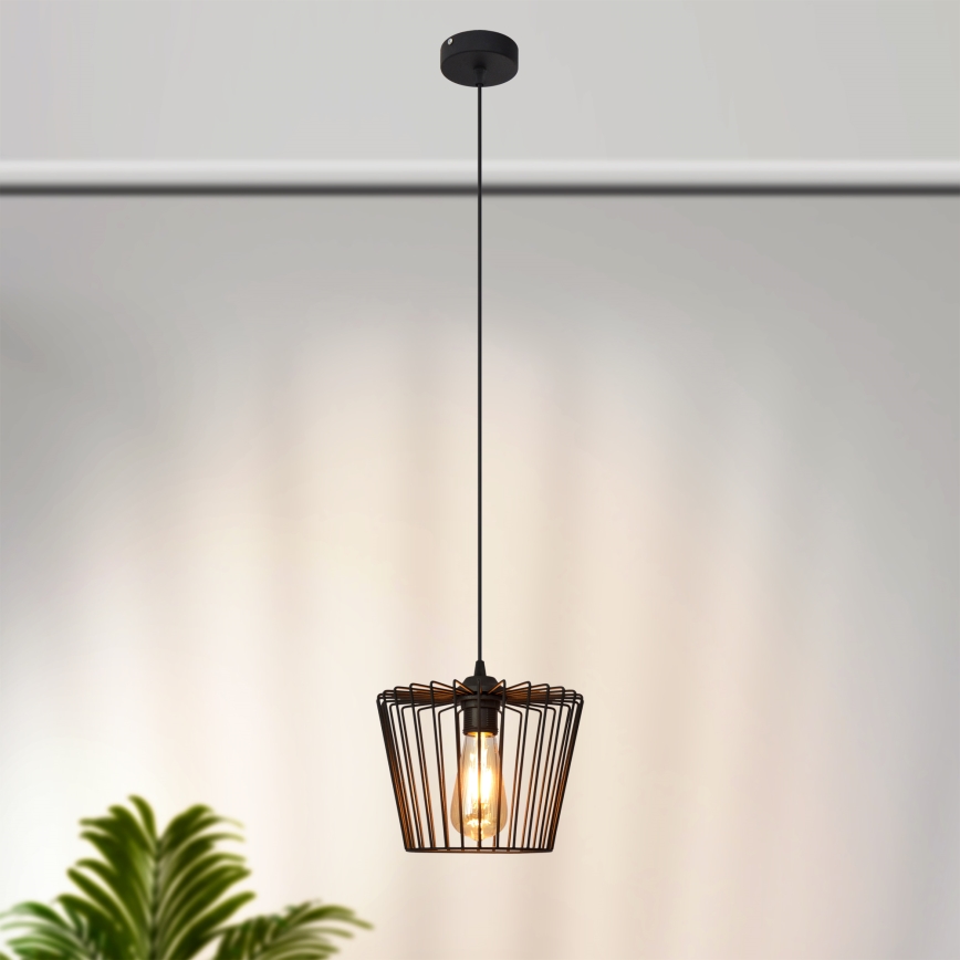 Пендел TORRI 1xE27/15W/230V Ø 23 см черен