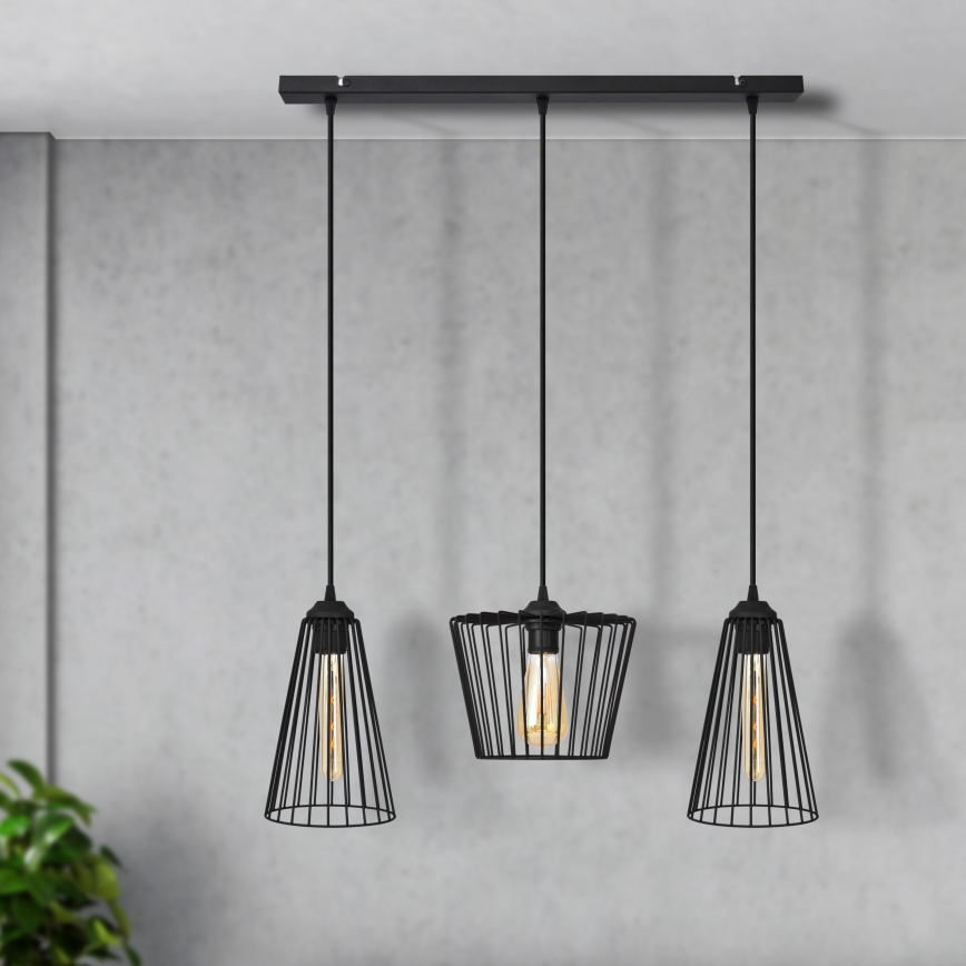 Пендел TORRI 3xE27/15W/230V черен