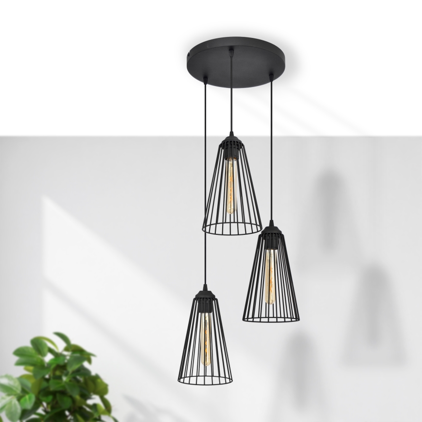 Пендел TORRI 3xE27/15W/230V черен