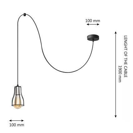 Пендел TUBE 1xE27/15W/230V черен/лъскав хром