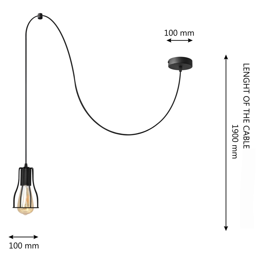 Пендел TUBE 1xE27/15W/230V черен