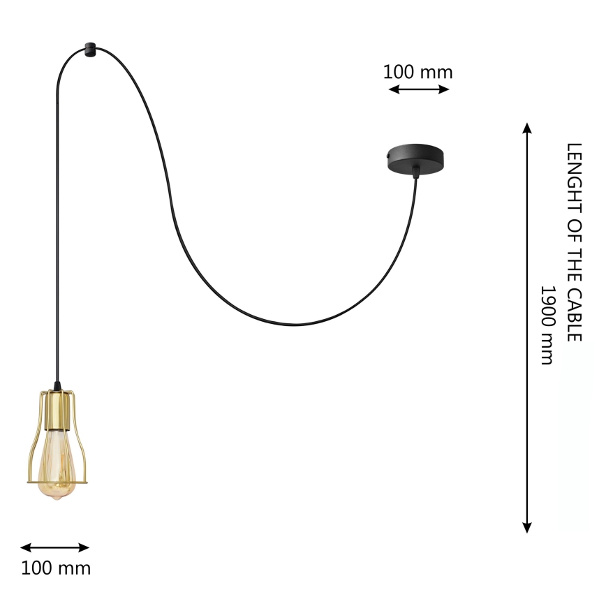 Пендел TUBE 1xE27/15W/230V черен/златист