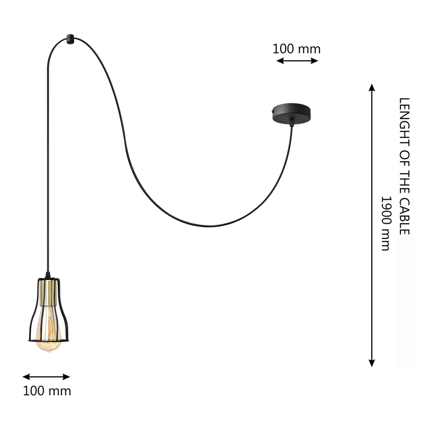 Пендел TUBE 1xE27/15W/230V черен/златист