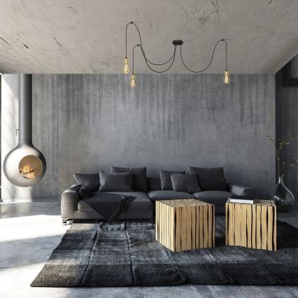 Пендел TUBE 3xE27/10W/230V паяк черен/златист