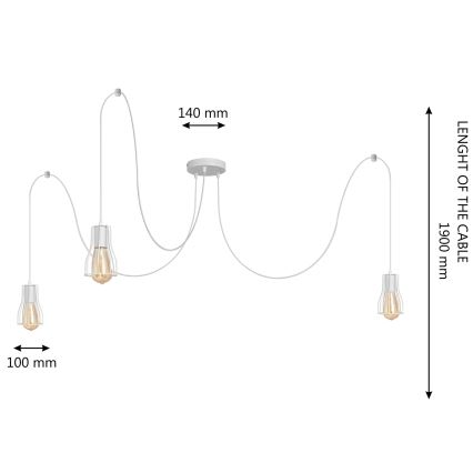 Пендел TUBE 3xE27/15W/230V паяк бял