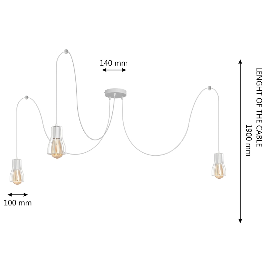 Пендел TUBE 3xE27/15W/230V паяк бял
