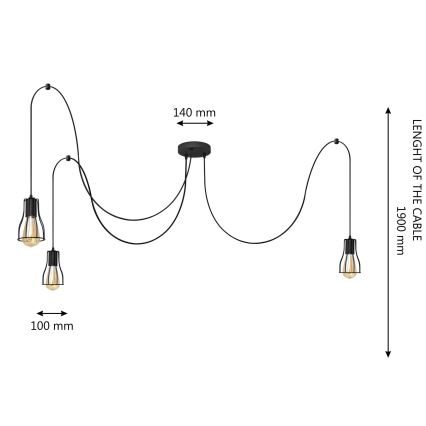 Пендел TUBE 3xE27/15W/230V паяк черен