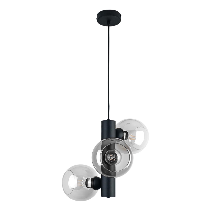 Пендел TUBE 3xE27/60W/230V черен/прозрачен
