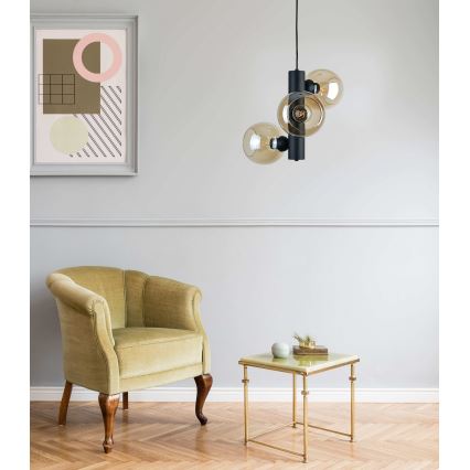 Пендел TUBE 3xE27/60W/230V черен/опушен бежов