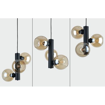 Пендел TUBE 3xE27/60W/230V черен/опушен бежов