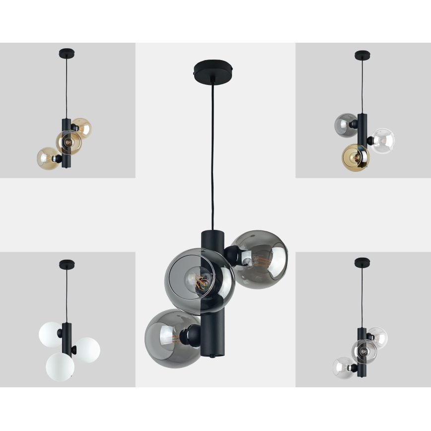 Пендел TUBE 3xE27/60W/230V черен/опушен черен