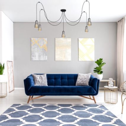 Пендел TUBE 5xE27/15W/230V паяк черен/лъскав хром