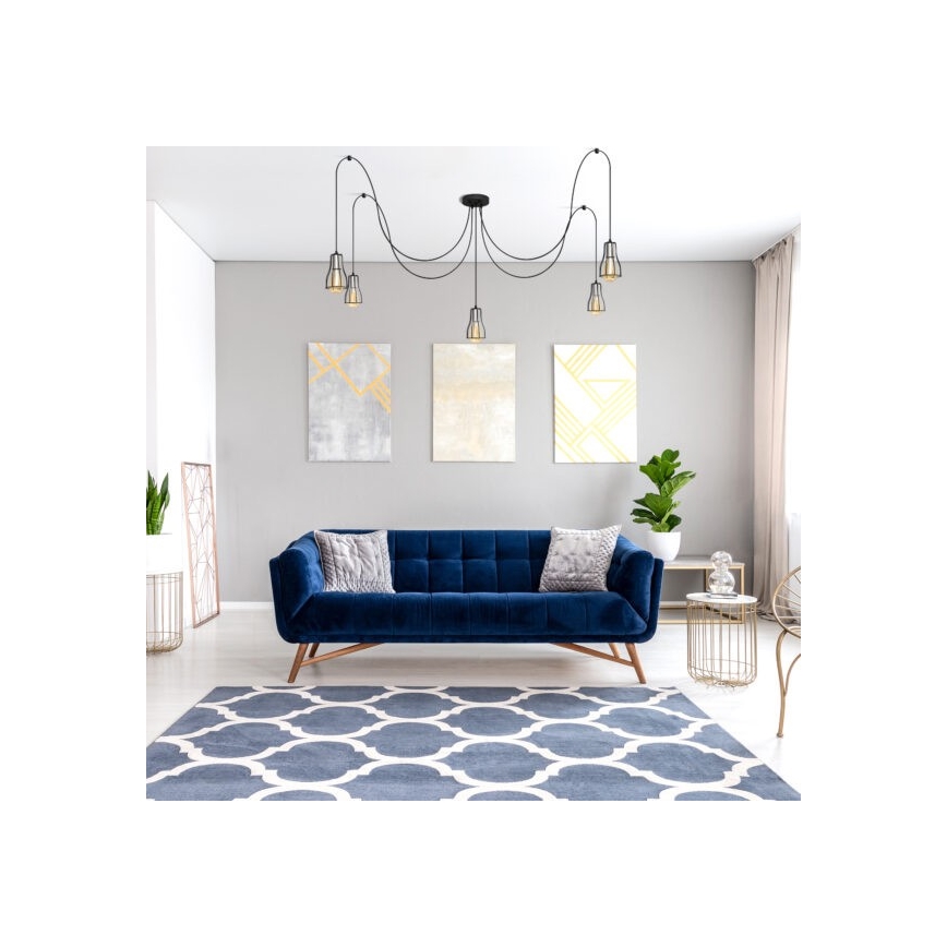 Пендел TUBE 5xE27/15W/230V паяк черен/лъскав хром