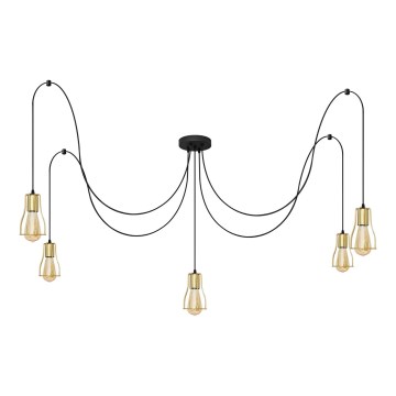 Пендел TUBE 5xE27/15W/230V паяк черен/златист