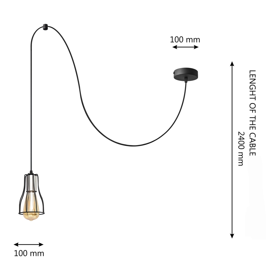 Пендел TUBE LONG 1xE27/15W/230V черен/лъскав хром