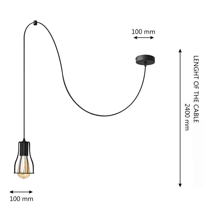 Пендел TUBE LONG 1xE27/15W/230V черен