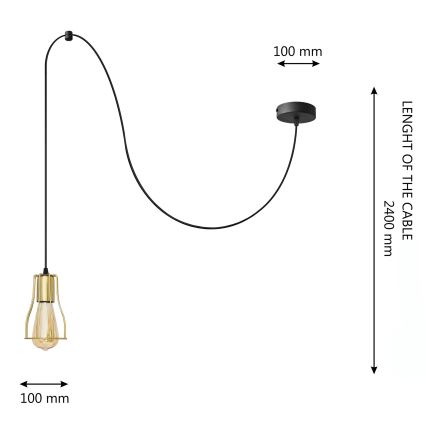 Пендел TUBE LONG 1xE27/15W/230V черен/златист