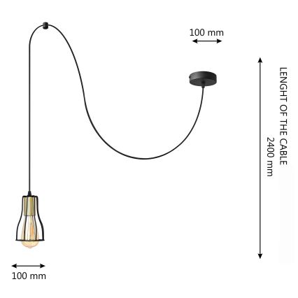 Пендел TUBE LONG 1xE27/15W/230V черен/златист