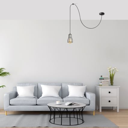 Пендел TUBE LONG 1xE27/15W/230V черен/лъскав хром