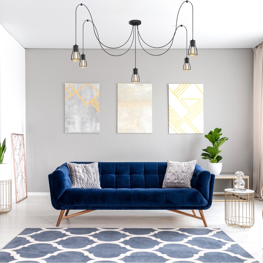 Пендел TUBE LONG 5xE27/10W/230V черен