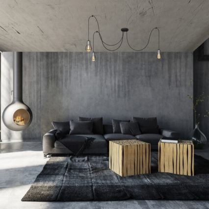 Пендел TUBE LONG 5xE27/15W/230V черен/лъскав хром