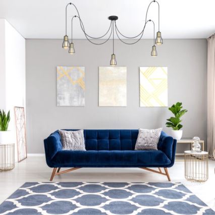 Пендел TUBE LONG 5xE27/15W/230V черен/златист