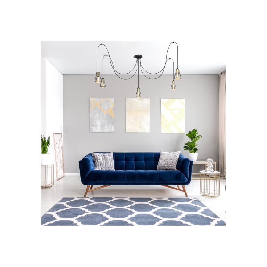 Пендел TUBE LONG 5xE27/15W/230V черен/златист