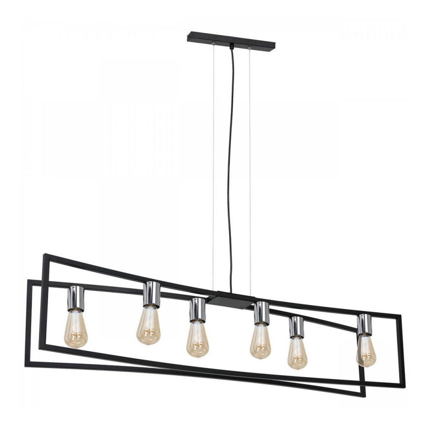 Пендел TUNJA 6xE27/60W/230V черен/лъскав хром