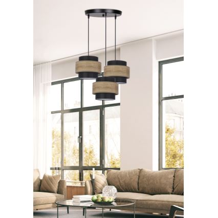 Пендел TWIN 3xE27/40W/230V кафяв/черен