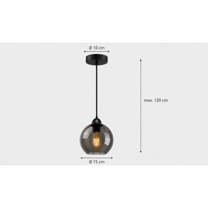 Пендел UNO 1xE27/60W/230V черен/опушен