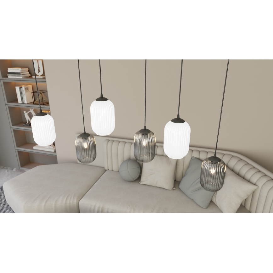 Пендел VERDI 3xE27/15W/230V черен/сив/бял