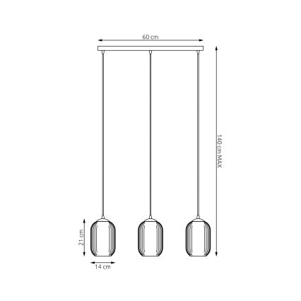 Пендел VERDI 3xE27/15W/230V черен/сив/бял