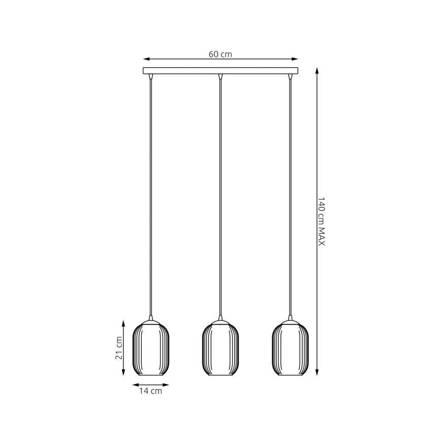 Пендел VERDI 3xE27/15W/230V черен/сив/бял
