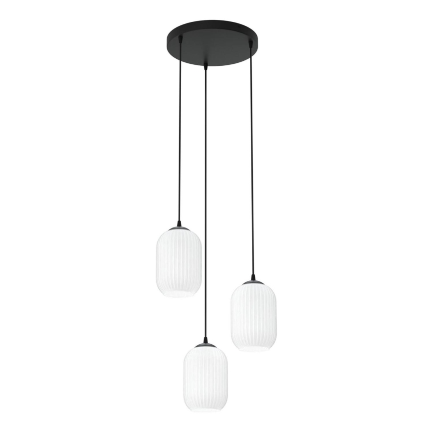 Пендел VERDI 3xE27/15W/230V Ø 30 см черен/бял