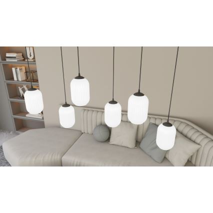 Пендел VERDI 3xE27/15W/230V Ø 30 см черен/бял