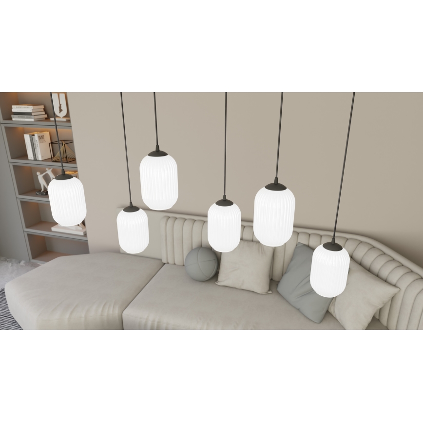 Пендел VERDI 3xE27/15W/230V Ø 30 см черен/бял