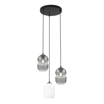 Пендел VERDI 3xE27/15W/230V Ø 30 см черен/сив/бял