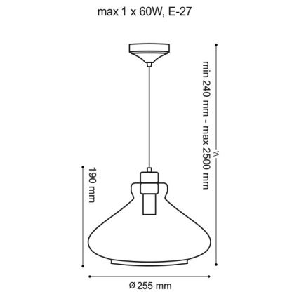 Пендел VETRO 1xE27/60W/230V бук