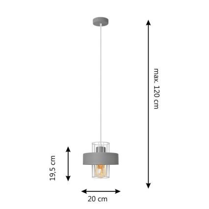 Пендел VOLTA 1xE27/15W/230V сив