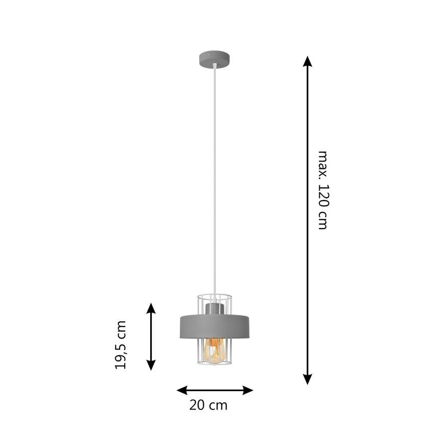 Пендел VOLTA 1xE27/15W/230V сив