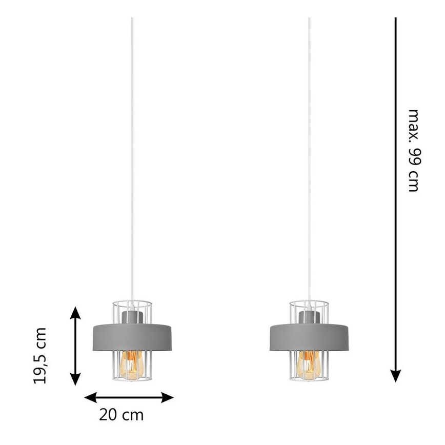 Пендел VOLTA 2xE27/15W/230V сив