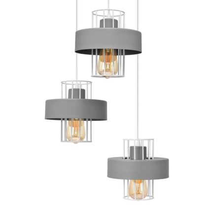 Пендел VOLTA 3xE27/15W/230V Ø 42 см сив