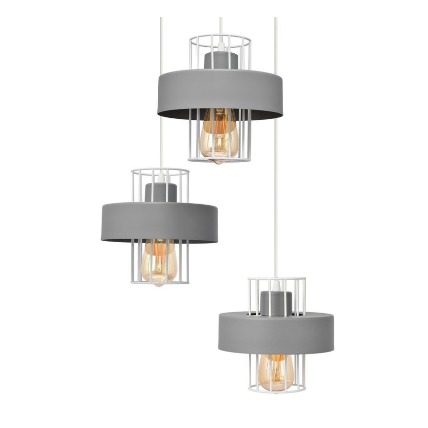 Пендел VOLTA 3xE27/15W/230V Ø 42 см сив