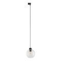 Пендел за 1-фазна релсова система CUBUS 1xE27/15W/230V черен/прозрачен