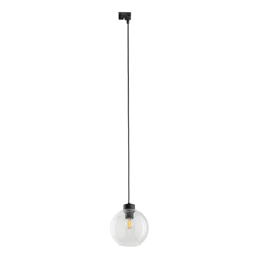 Пендел за 1-фазна релсова система CUBUS 1xE27/15W/230V черен/прозрачен