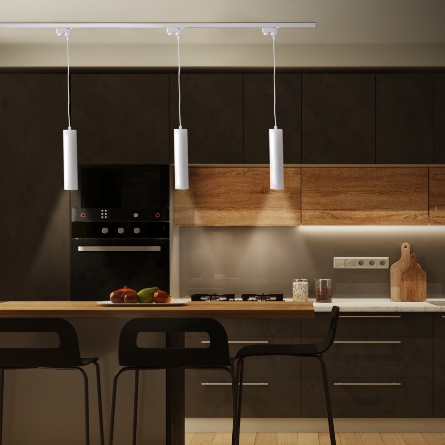 Пендел за релсова система MARIBEL 3xGU10/10W/230V + 1 м релса система бял