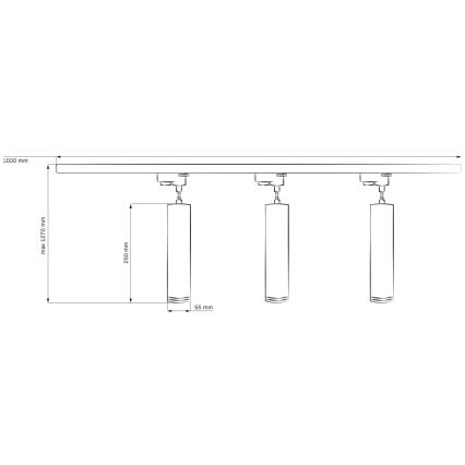 Пендел за релсова система MARIBEL 3xGU10/10W/230V + 1 м релса система бял