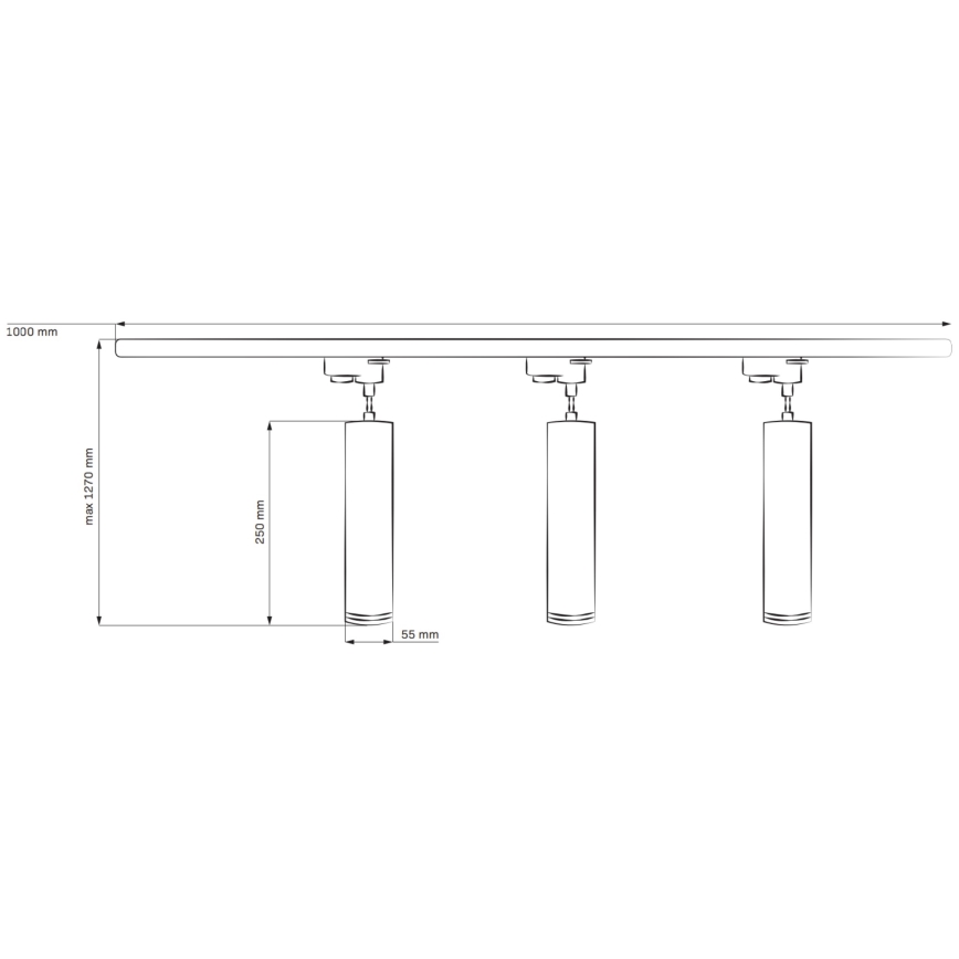 Пендел за релсова система MARIBEL 3xGU10/10W/230V + 1 м релса система бял